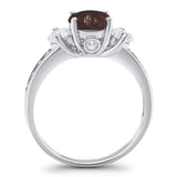 Art Deco Round Natural Stone Three Stone Ring