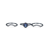 Three Piece Oval Natural Stone Beaded Ring 