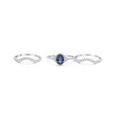 Three Piece Oval Natural Stone Beaded Ring 