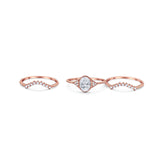 Three Piece Oval Natural Stone Beaded Ring 