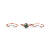 Three Piece Oval Natural Stone Beaded Ring 