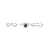 Three Piece Oval Natural Stone Beaded Ring 