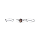 Three Piece Oval Natural Stone Beaded Ring 