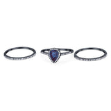 Pear Teardrop Natural Stone Three Piece Ring