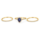 Pear Teardrop Natural Stone Three Piece Ring