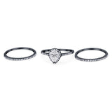 Pear Teardrop Natural Stone Three Piece Ring
