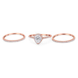 Pear Teardrop Natural Stone Three Piece Ring