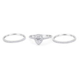 Pear Teardrop Natural Stone Three Piece Ring