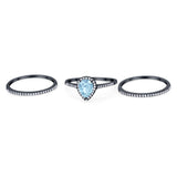 Pear Teardrop Natural Stone Three Piece Ring