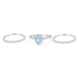 Pear Teardrop Natural Stone Three Piece Ring
