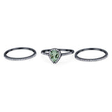 Pear Teardrop Natural Stone Three Piece Ring