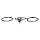 Pear Teardrop Natural Stone Three Piece Ring
