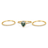 Pear Teardrop Natural Stone Three Piece Ring
