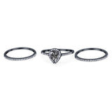 Pear Teardrop Natural Stone Three Piece Ring