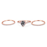 Pear Teardrop Natural Stone Three Piece Ring