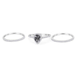 Pear Teardrop Natural Stone Three Piece Ring