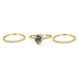 Pear Teardrop Natural Stone Three Piece Ring