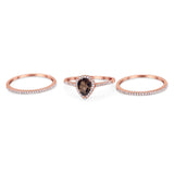 Pear Teardrop Natural Stone Three Piece Ring