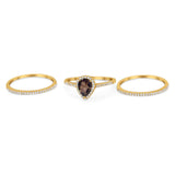 Pear Teardrop Natural Stone Three Piece Ring