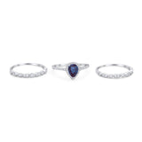 Three Piece Pear Teardrop Natural Stone Ring