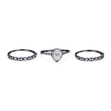 Three Piece Pear Teardrop Natural Stone Ring