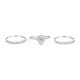 Three Piece Pear Teardrop Natural Stone Ring