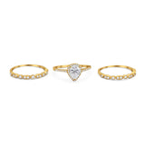 Three Piece Pear Teardrop Natural Stone Ring
