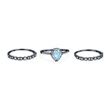 Three Piece Pear Teardrop Natural Stone Ring
