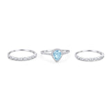 Three Piece Pear Teardrop Natural Stone Ring