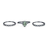Three Piece Pear Teardrop Natural Stone Ring