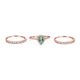 Three Piece Pear Teardrop Natural Stone Ring
