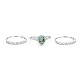 Three Piece Pear Teardrop Natural Stone Ring