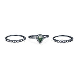 Three Piece Pear Teardrop Natural Stone Ring