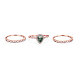 Three Piece Pear Teardrop Natural Stone Ring