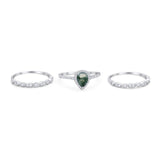 Three Piece Pear Teardrop Natural Stone Ring