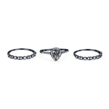Three Piece Pear Teardrop Natural Stone Ring