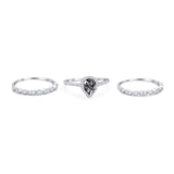 Three Piece Pear Teardrop Natural Stone Ring