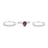 Three Piece Pear Teardrop Natural Stone Ring