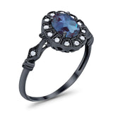 Art Deco Oval Natural Stone Wedding Ring