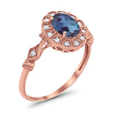 Art Deco Oval Natural Stone Wedding Ring