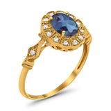 Art Deco Oval Natural Stone Wedding Ring