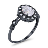 Art Deco Oval Natural Stone Wedding Ring