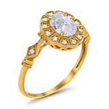 Art Deco Oval Natural Stone Wedding Ring