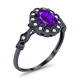 Art Deco Oval Natural Stone Wedding Ring