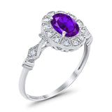 Art Deco Oval Natural Stone Wedding Ring