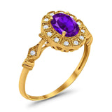 Art Deco Oval Natural Stone Wedding Ring