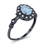 Art Deco Oval Natural Stone Wedding Ring