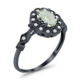Art Deco Oval Natural Stone Wedding Ring