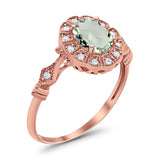 Art Deco Oval Natural Stone Wedding Ring