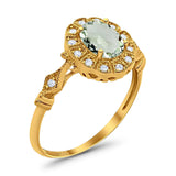 Art Deco Oval Natural Stone Wedding Ring